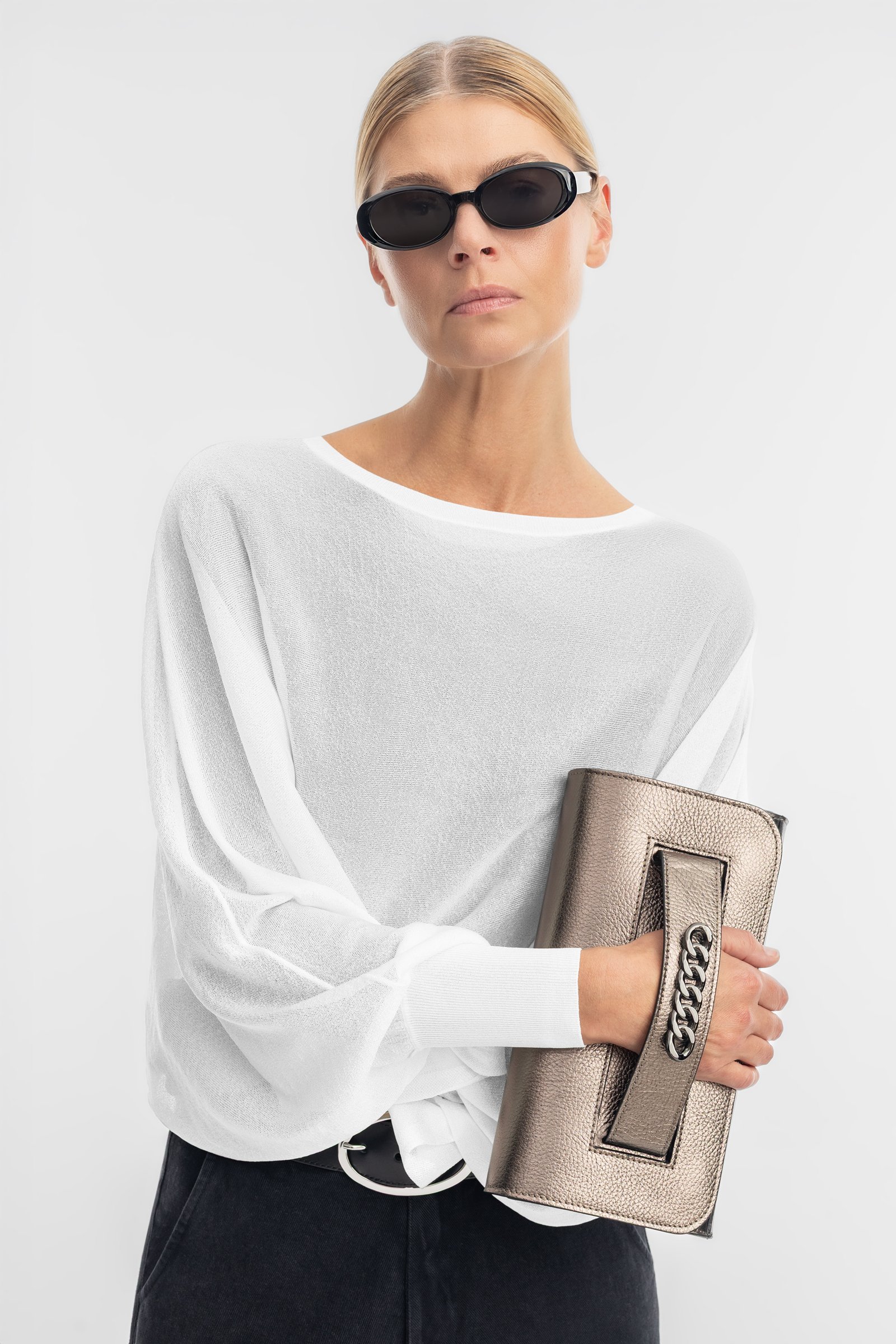 1718/B5 Elegancka torebka damska ze skóry naturalnej w kolorze złotym