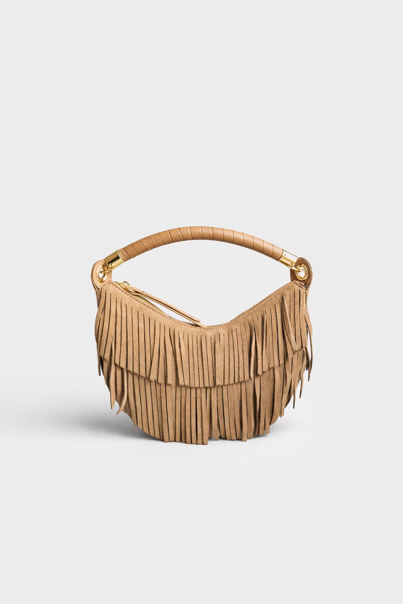 572/B6 Skórzana torebka z frędzlami