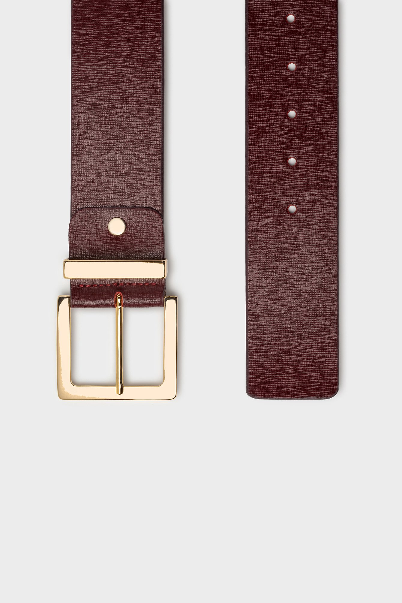 1666/B5 Pasek z naturalnej skóry w odcieniu burgundowym