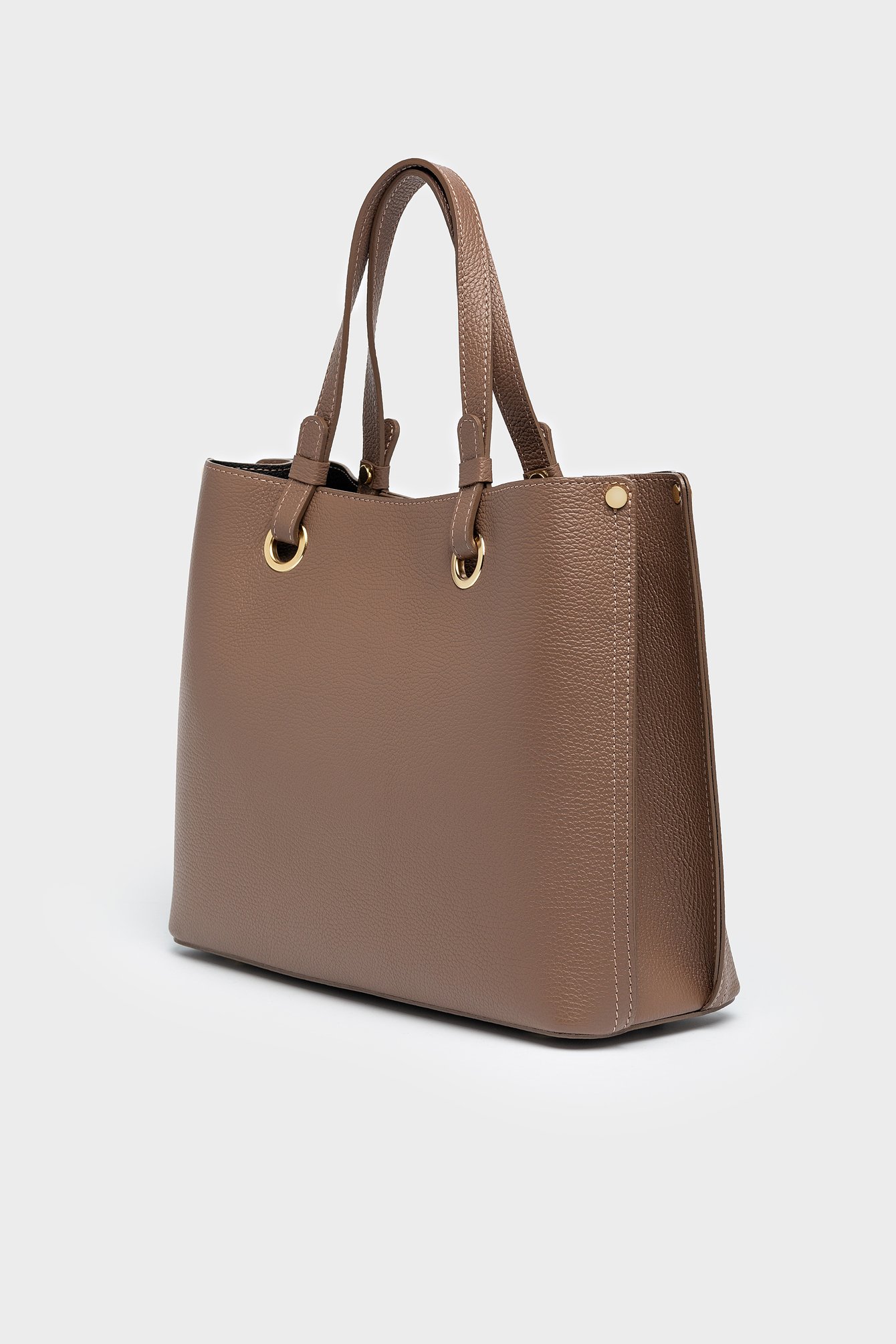 1663/B5 Skórzana torebka typu shopper w odcieniu czekoladowego brązu