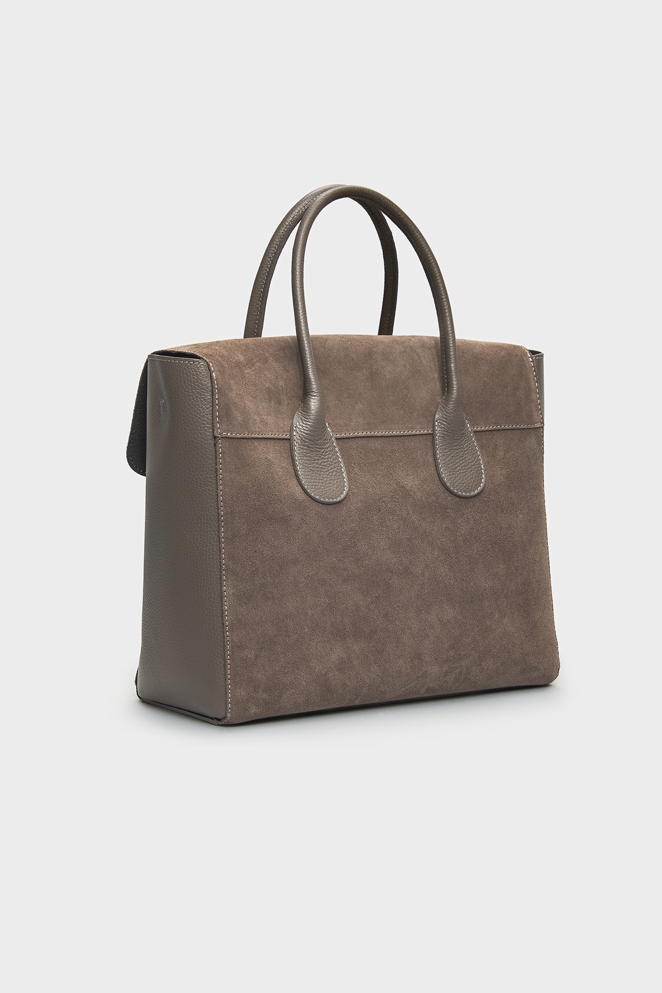 1630/B6 Skórzana torebka shopper z zamszowym wykończeniem