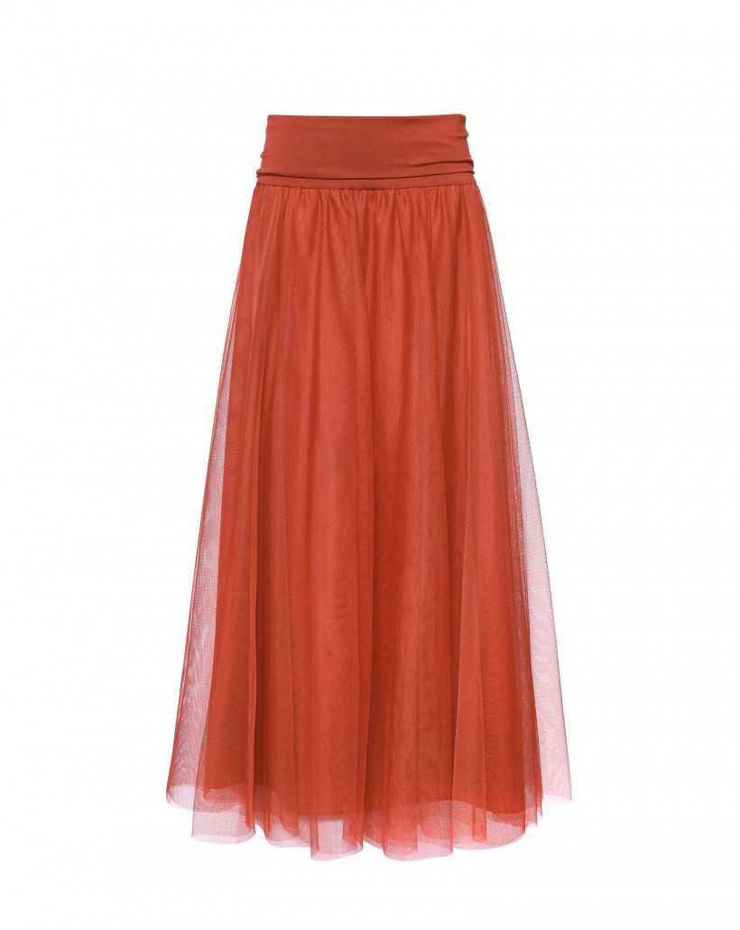 Spódnica z tiulu w kolorze rudym