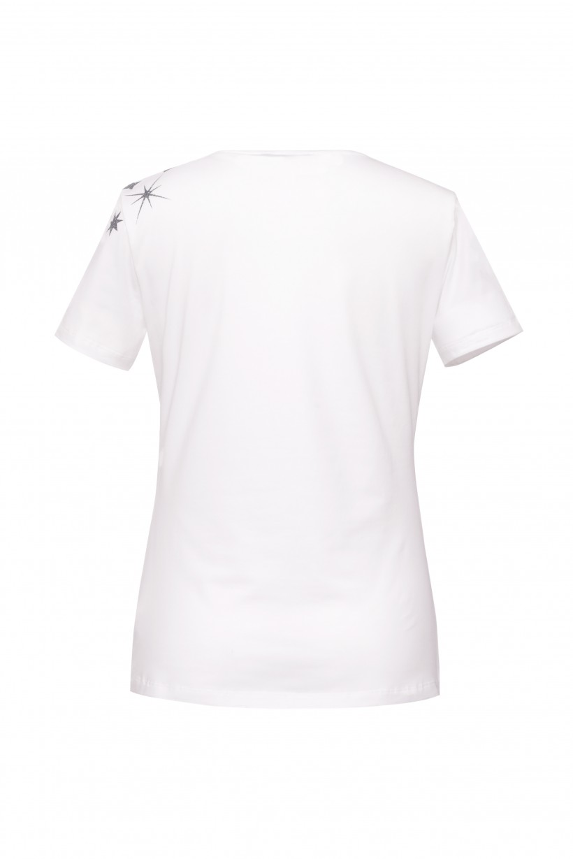 Biały T-shirt z brokatowym nadrukiem