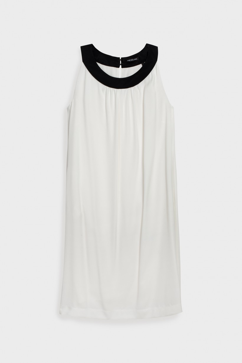 Biała sukienka z czarną lamówką