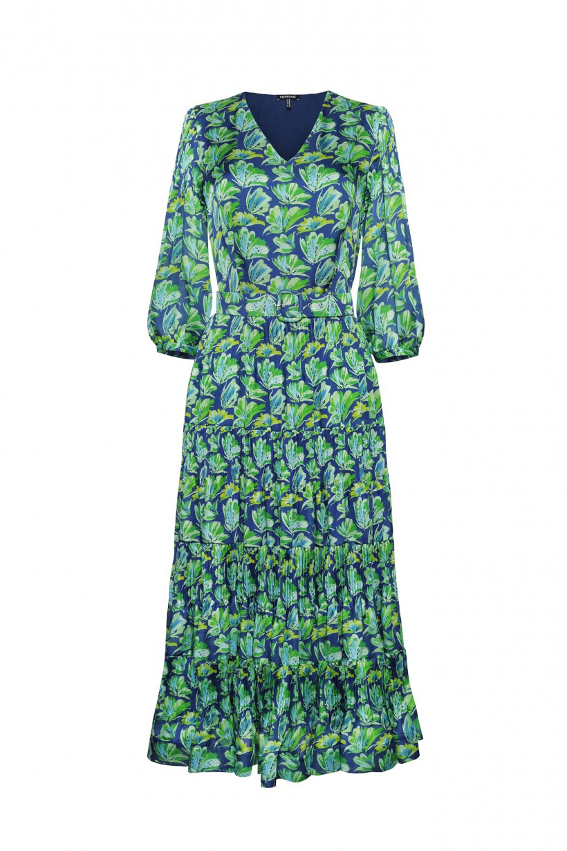 Sukienka maxi w zielono-niebieskie wzory