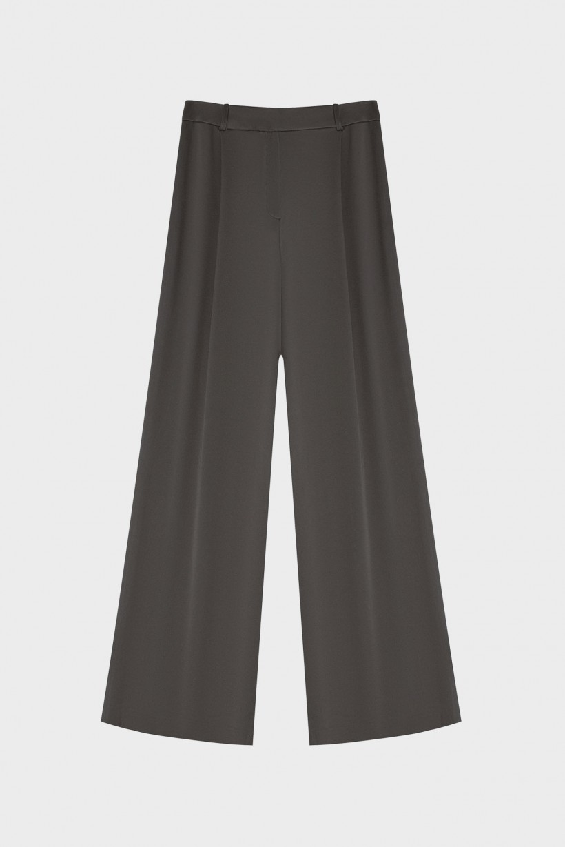 Szerokie satynowe spodnie w kolorze brązowym