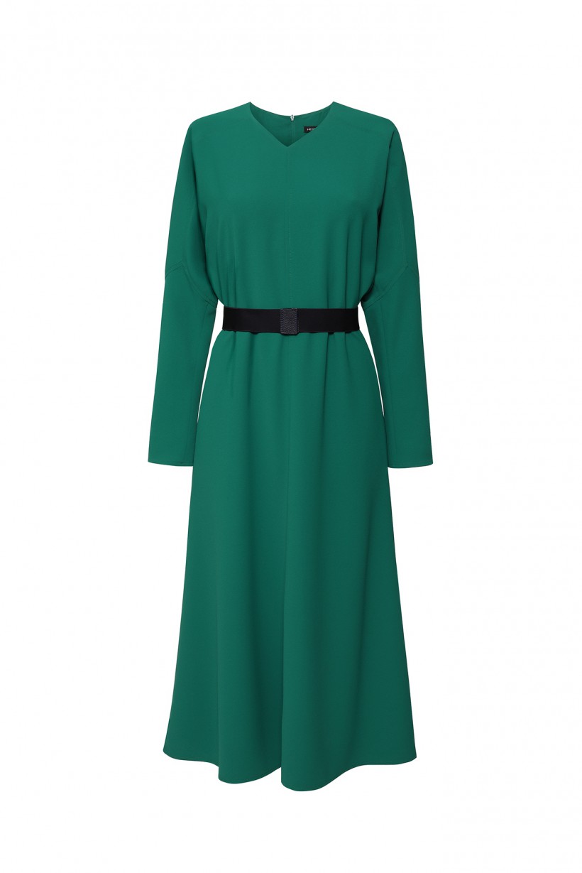 Rozkloszowana sukienka w kolorze soczystej zieleni