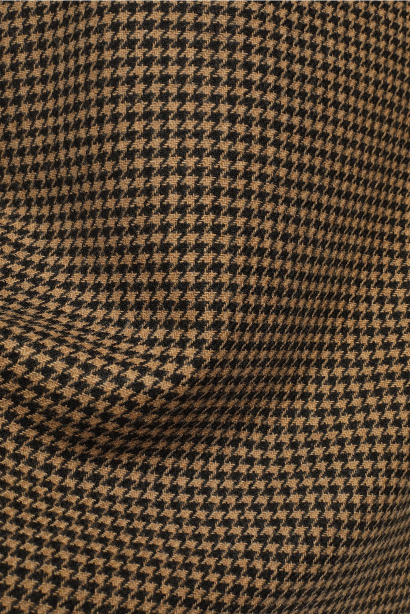 Spódnica mini z wełny w camelowo-czarną pepitę