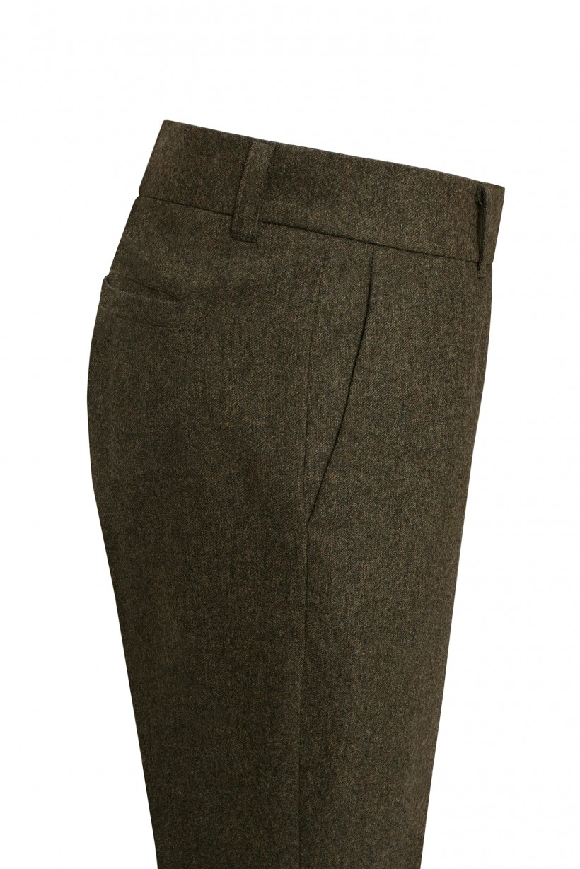 Spodnie z tweedowej wełny w kolorze khaki