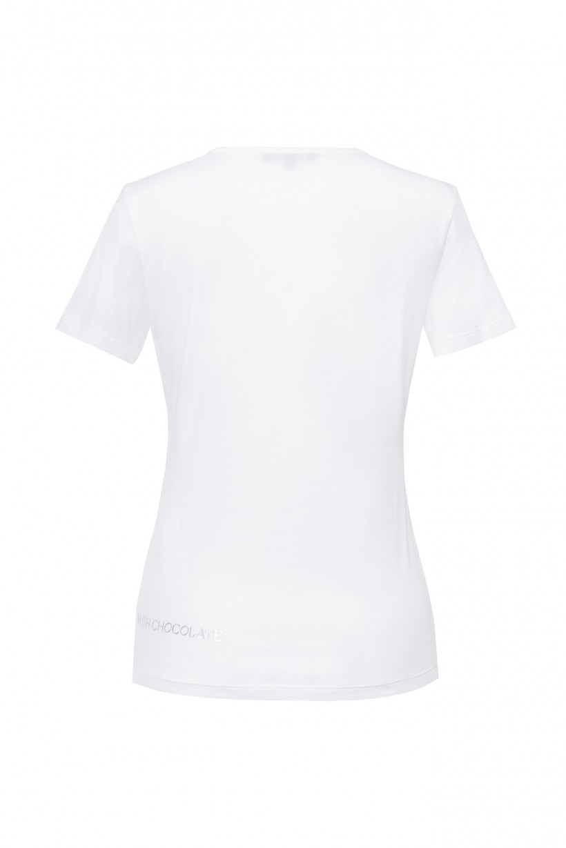 Biały T-shirt ze srebrnym napisem