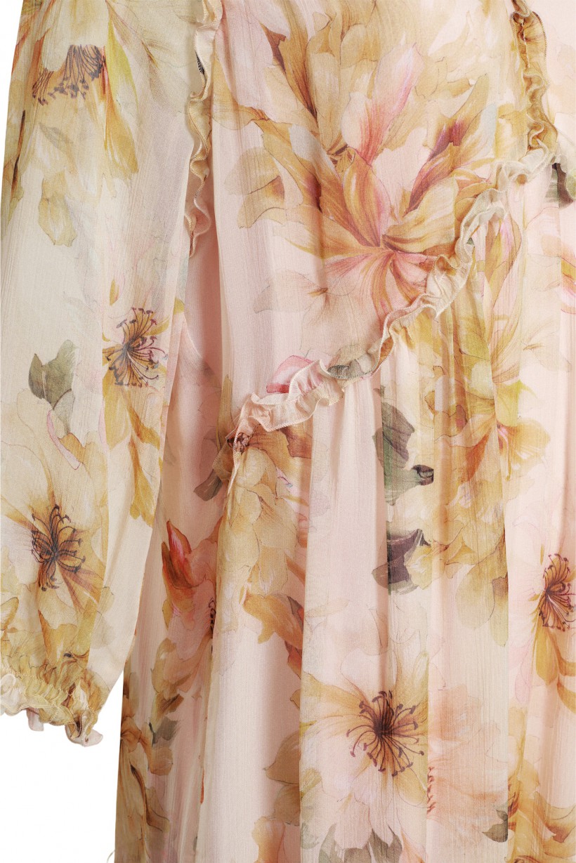 Rozkloszowana sukienka w pastelowe kwiaty