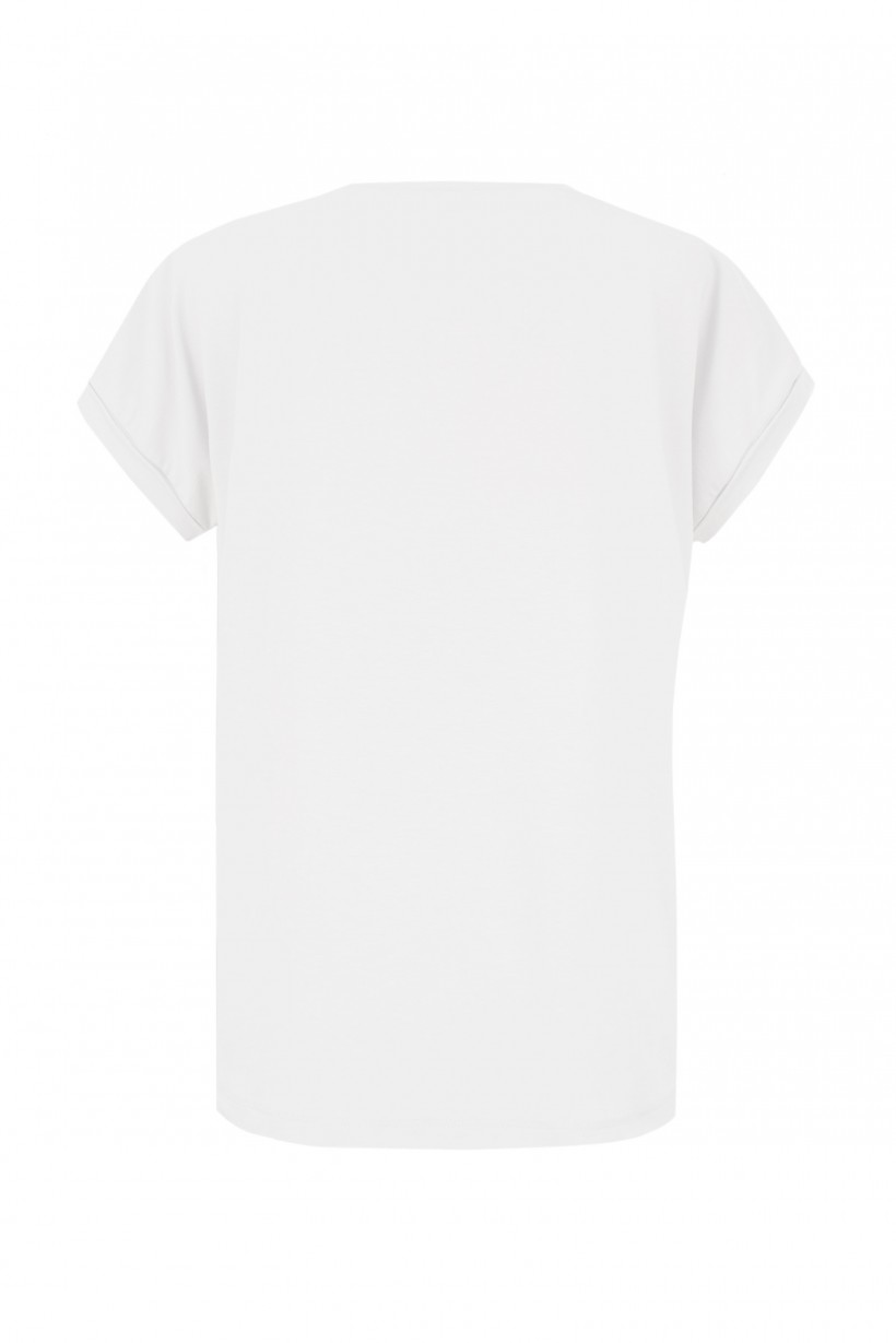 Biały T-shirt z dekoltem 