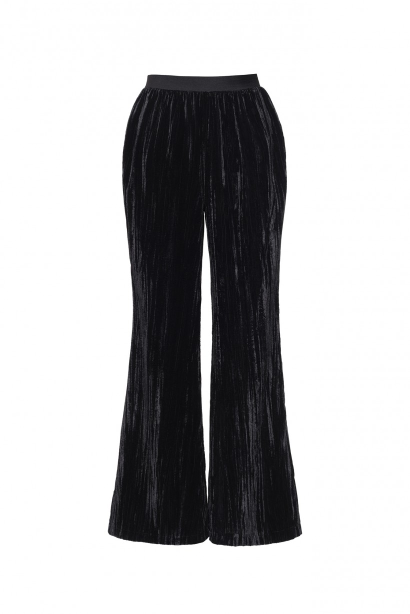 Welurowe eleganckie spodnie w czarnym kolorze