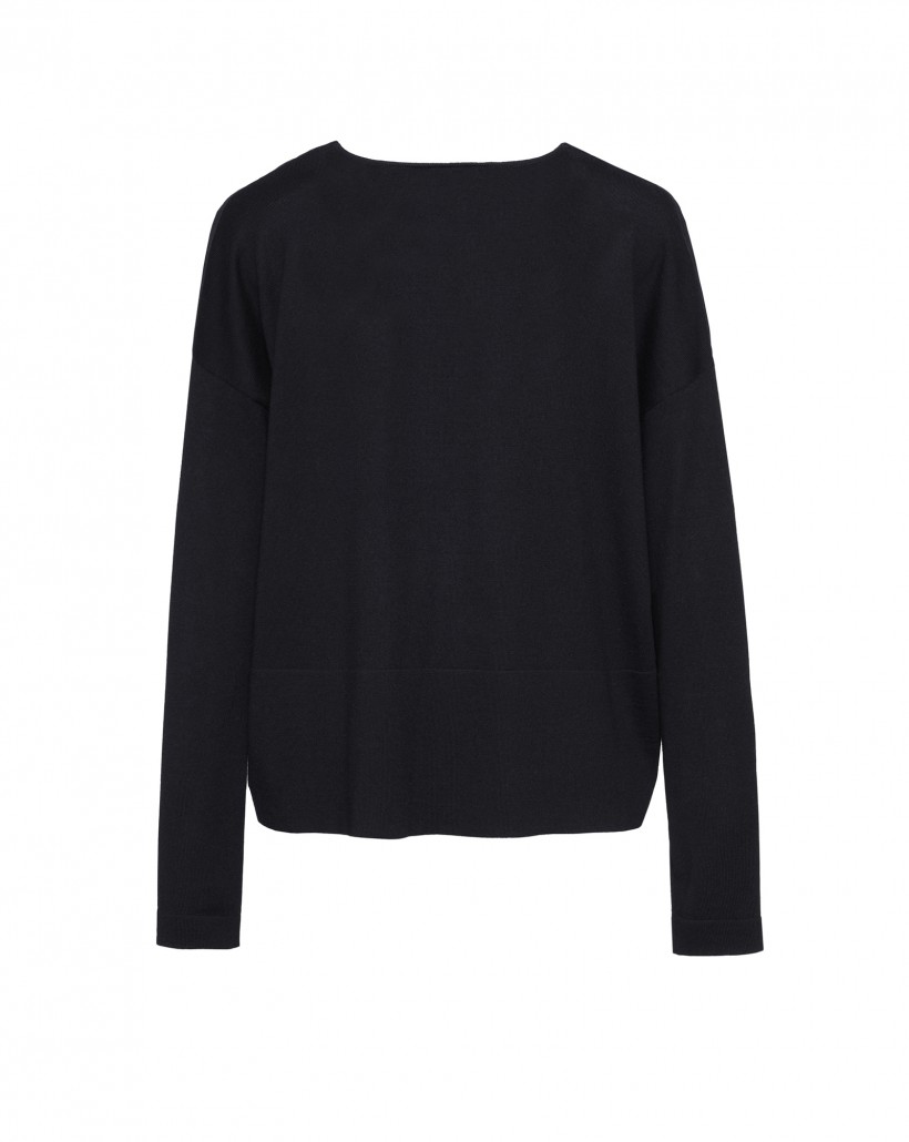 Cienki sweter w kolorze czarnym merino wool & silk