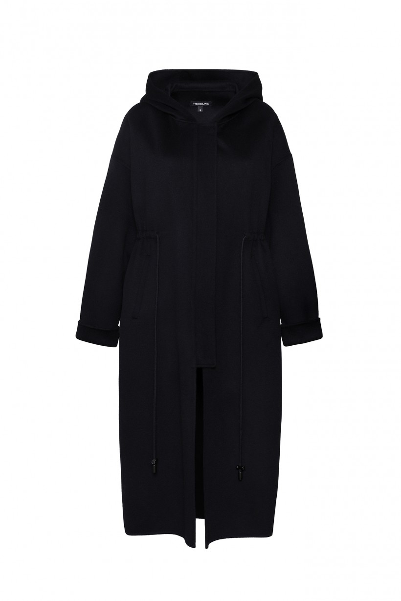 Długi płaszcz z kapturem w kolorze czarnym
