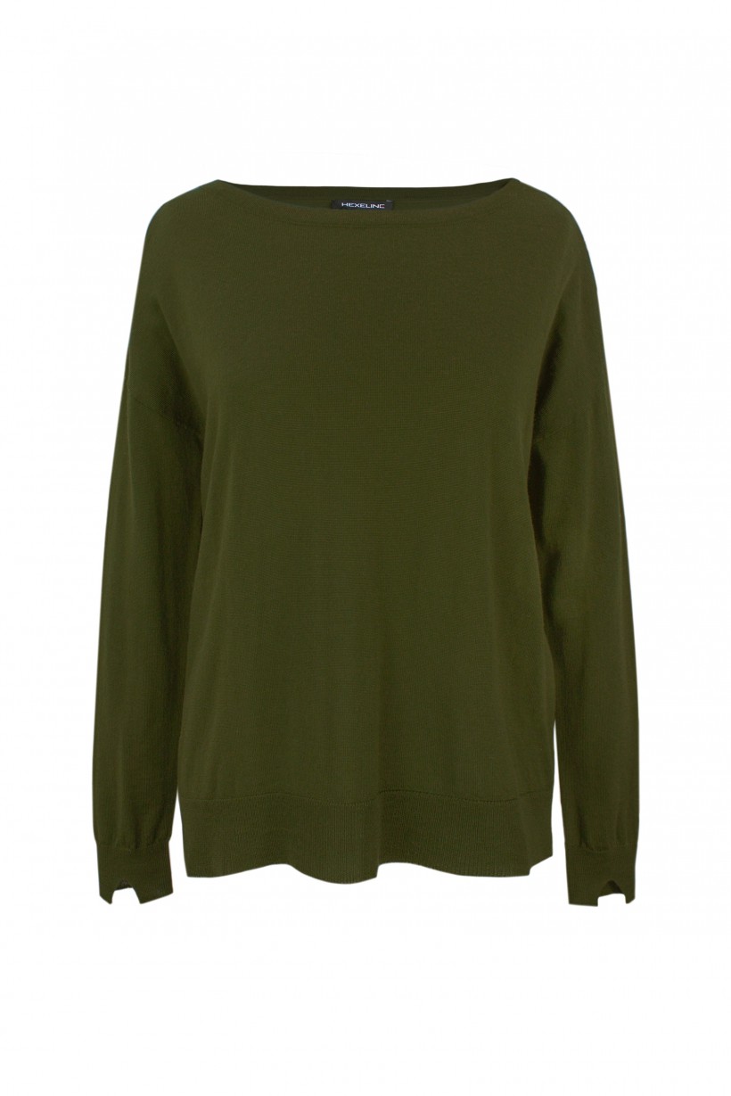 Zielony sweter z wełny merino