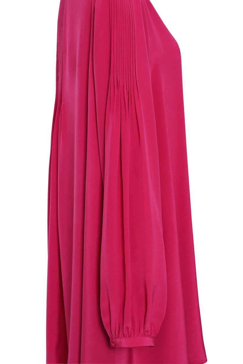 Jedwabna sukienka midi z wiązaniem w kolorze różowym