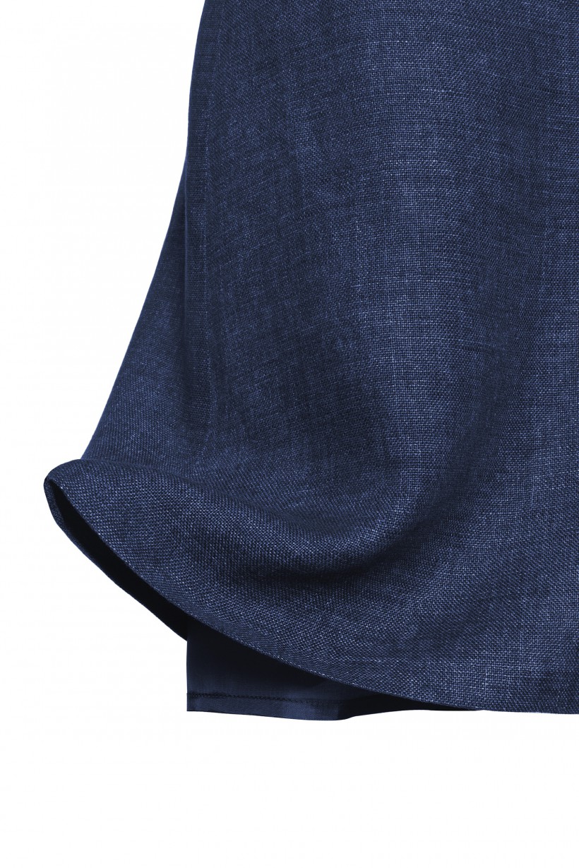 Lniana trapezowa spódnica mini w kolorze blue jeans