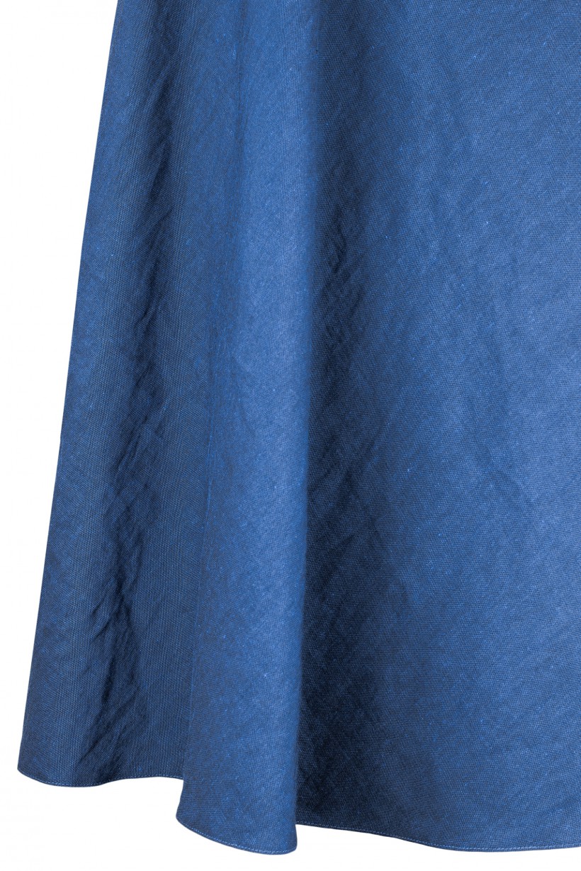 Niebieska spódnica z lnem o długości maxi