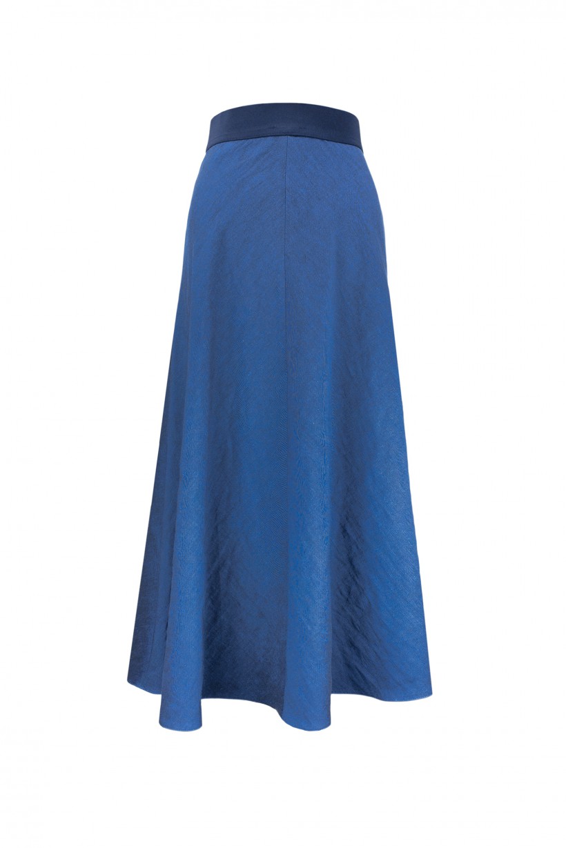 Niebieska spódnica z lnem o długości maxi
