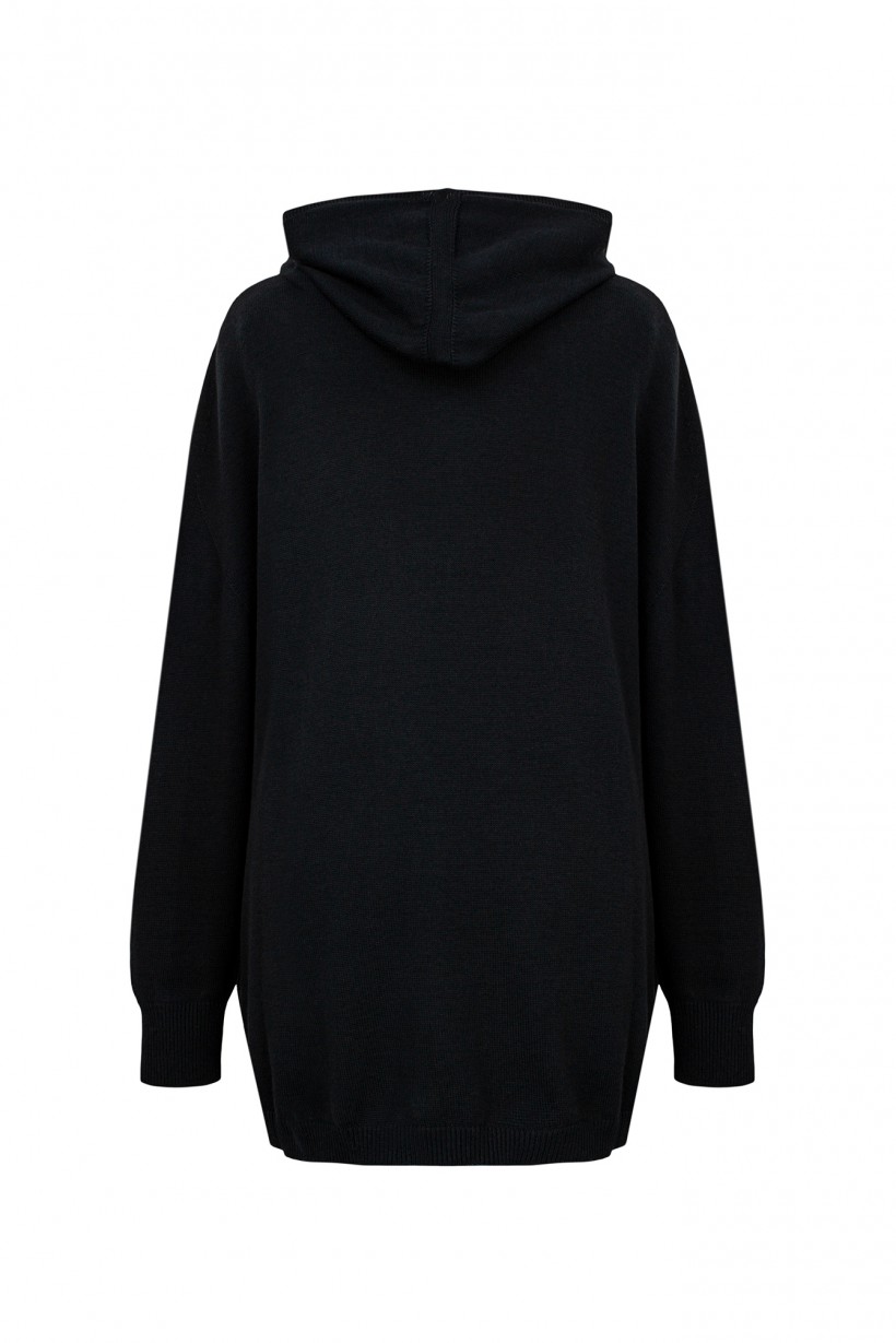 Czarny sweter z kapturem 100% bawełny