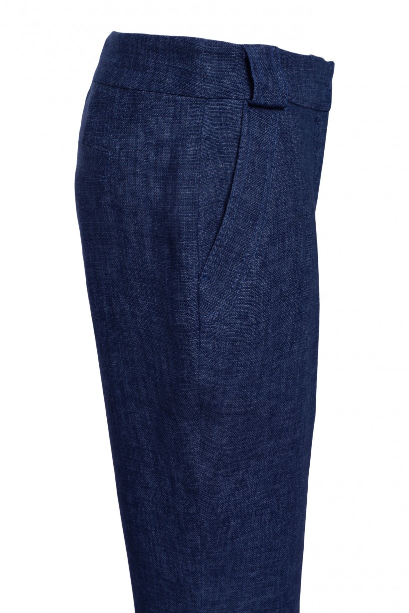 Lniane spodnie dzwony w kolorze blue jeans