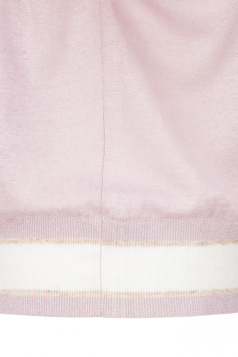 Lniany sweter z krótkim rękawem w kolorze jasnoróżowym