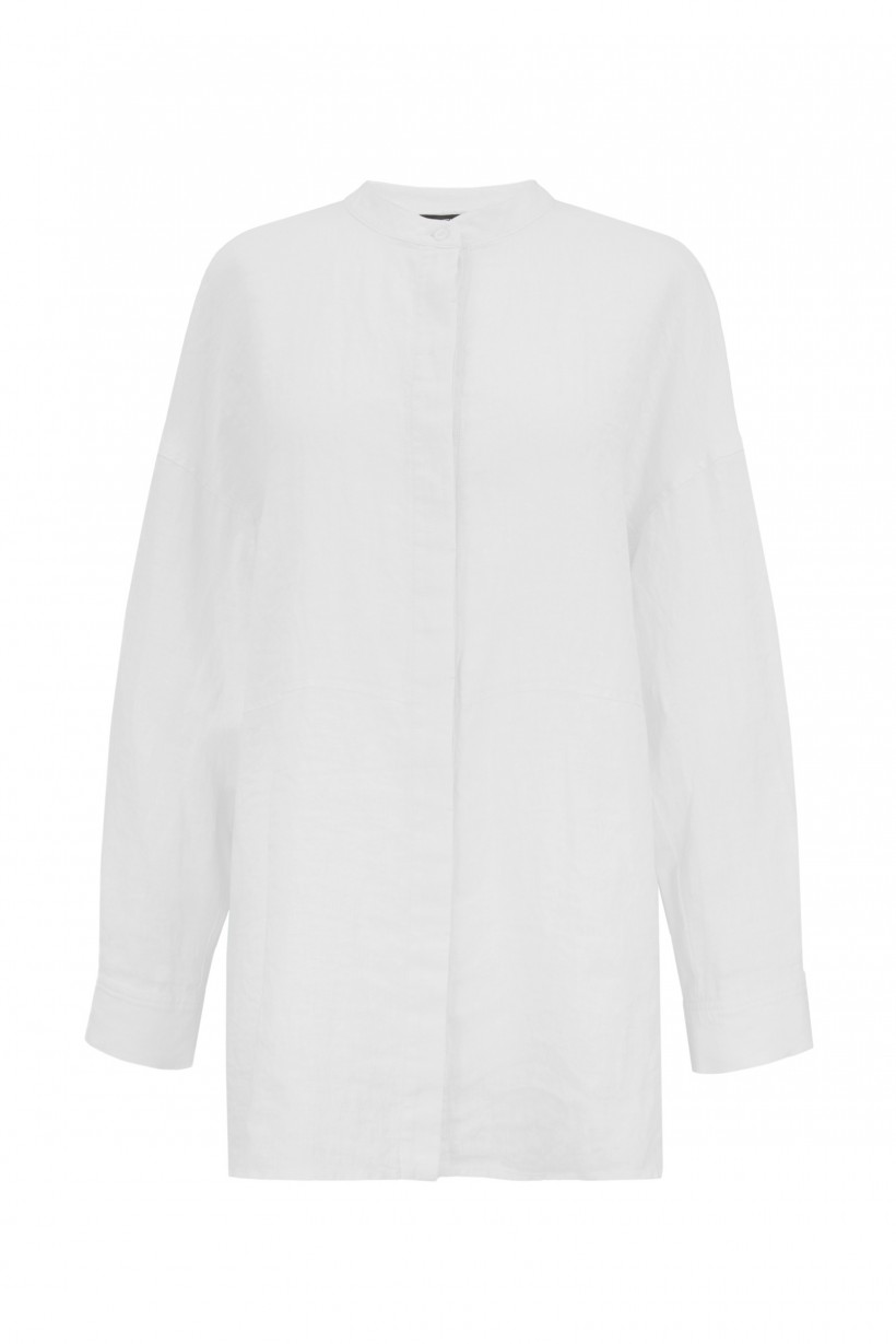 Biała koszula oversize z czystego lnu