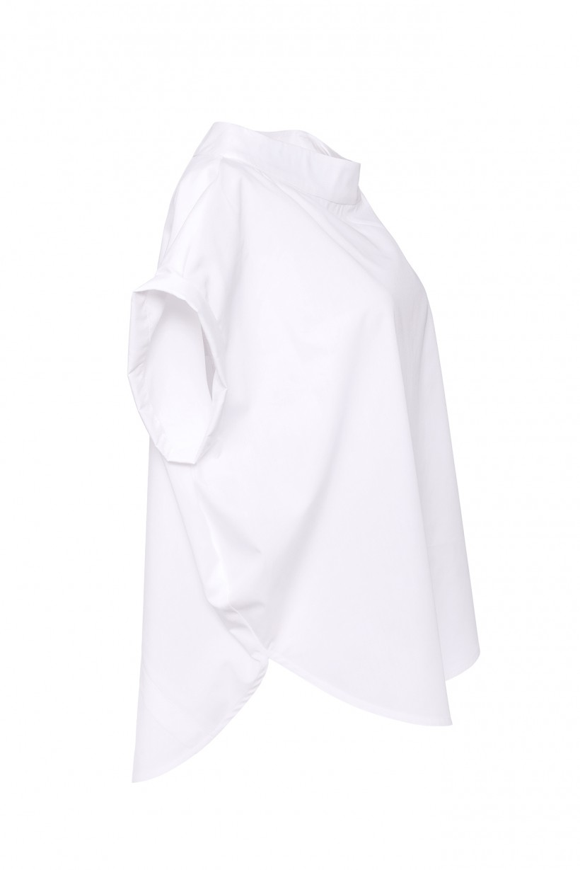 Biała bluzka z asymetrycznym dołem 100% bawełna