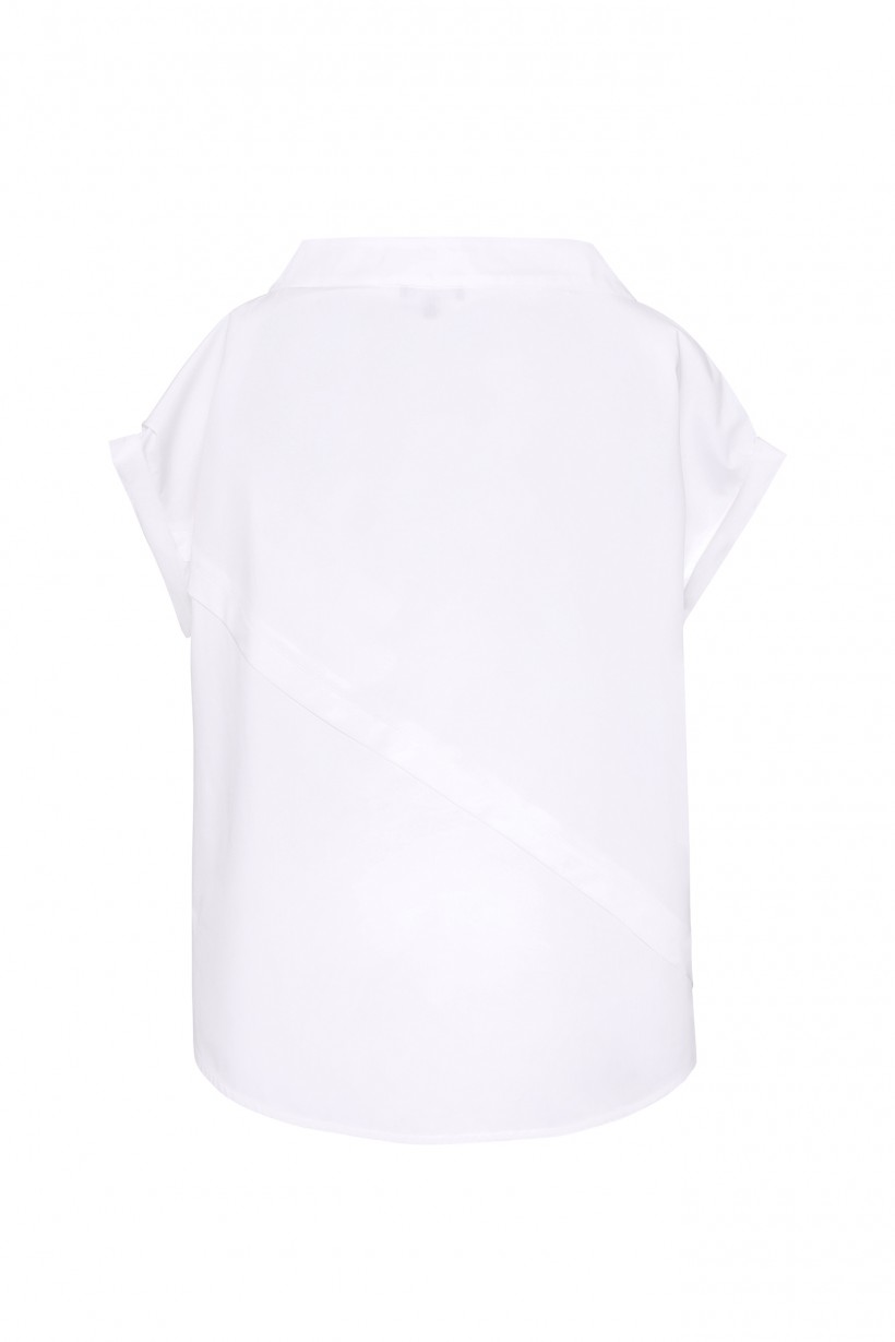 Biała bluzka z asymetrycznym dołem 100% bawełna