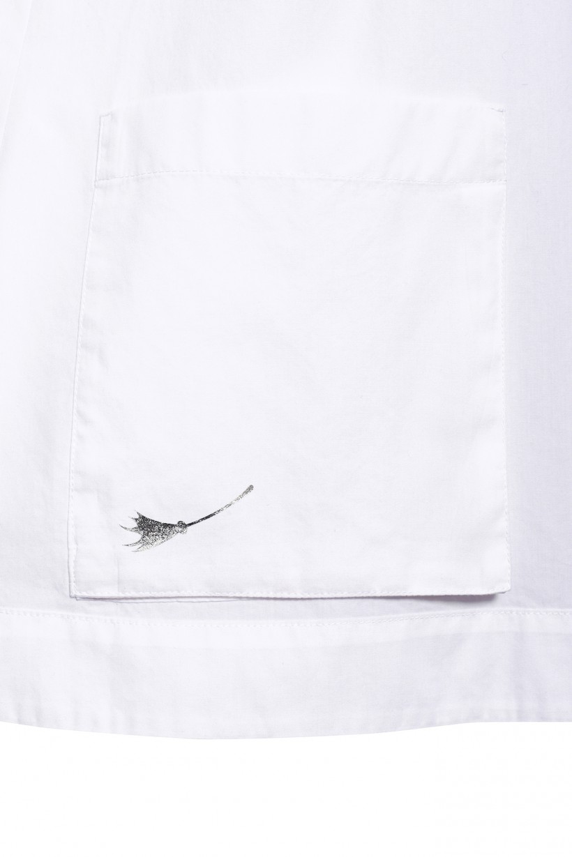 Bawełniana bluzka ze stójką w kolorze białym