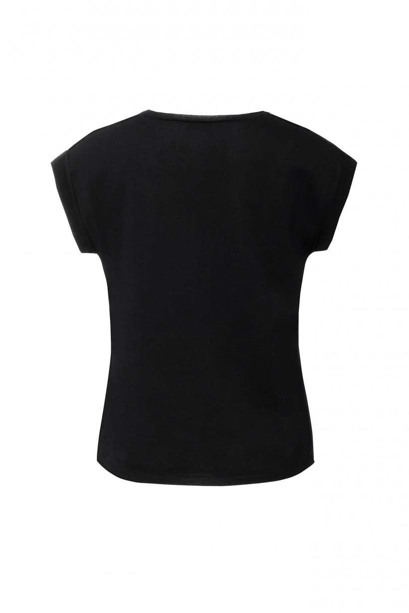 Elegancka bluzka w kolorze czarnym z satynowym przodem