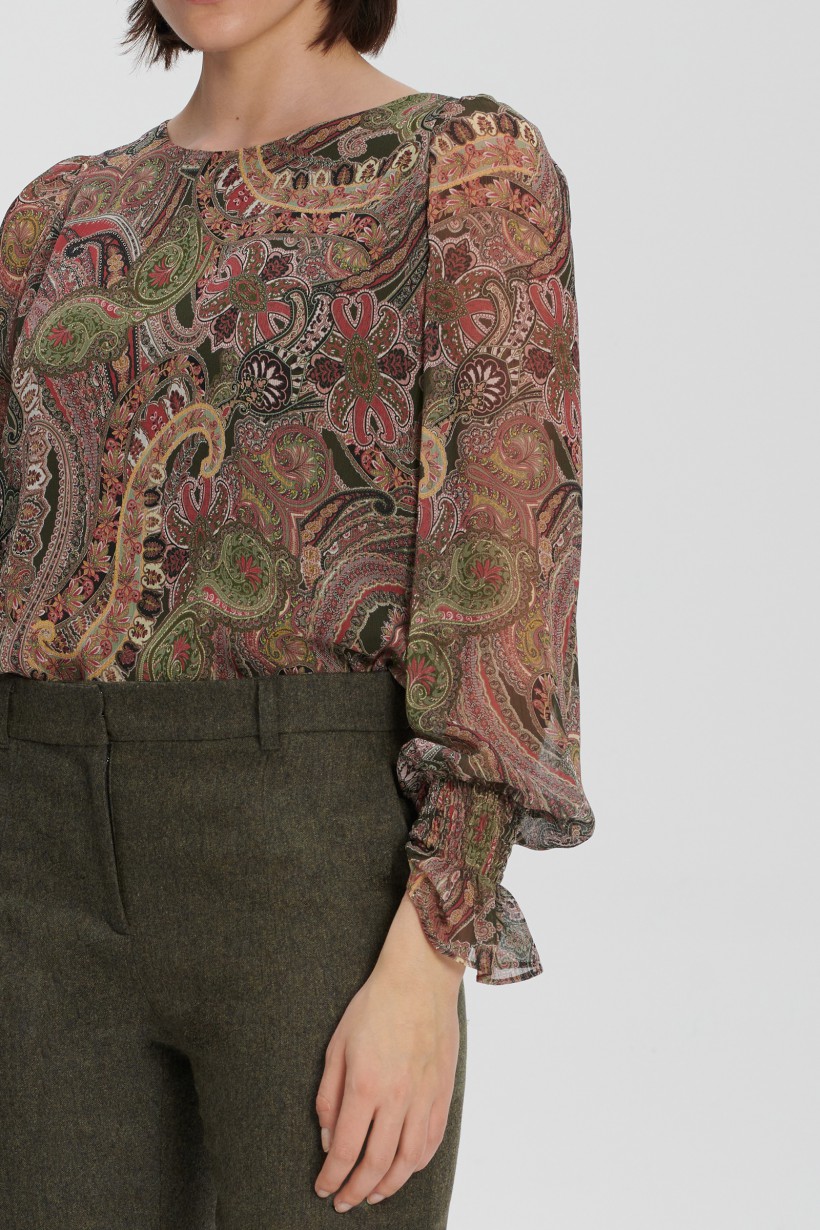 Spodnie z tweedowej wełny w kolorze khaki