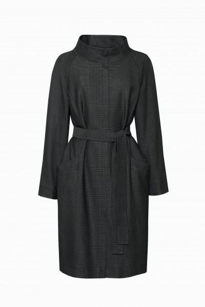 Sukienka midi w szaro-czarną kratkę