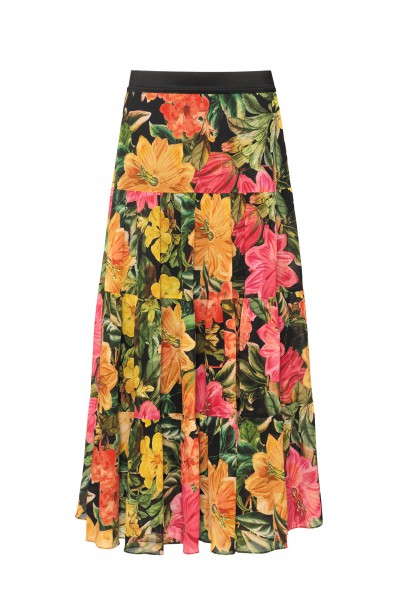 Długa spódnica w kolorowe kwiaty