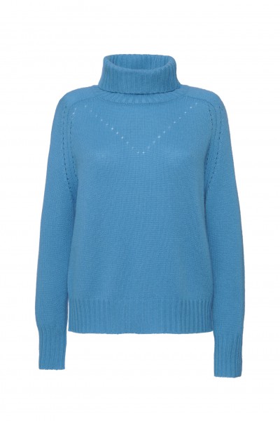 Kaszmirowy sweter z golfem w kolorze niebieskim