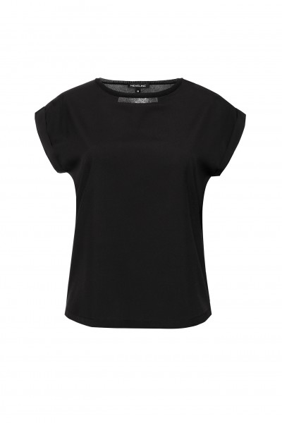 Elegancka bluzka w kolorze czarnym z satynowym przodem